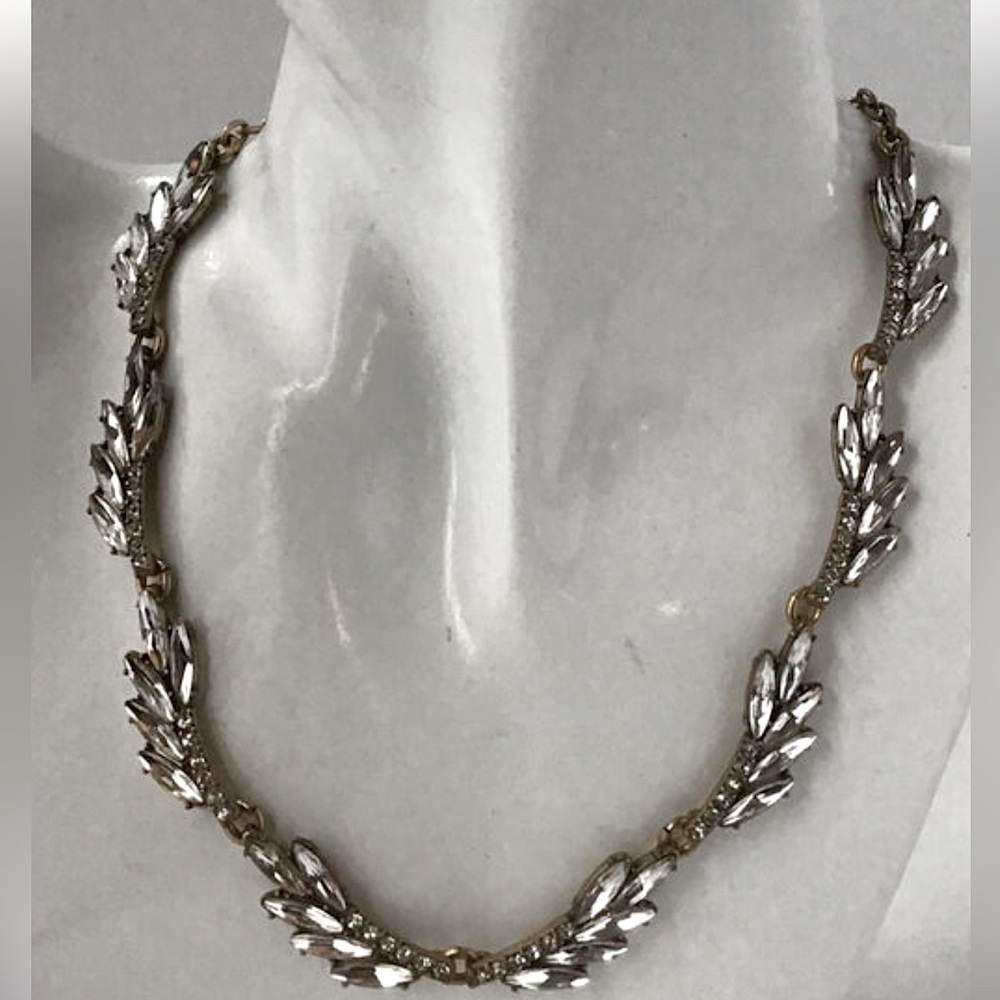 J.Crew Rhinestone Leaf Statement Necklace NWT